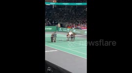 Davis Cup: Climate change activists invade tennis court and tie themselves to net