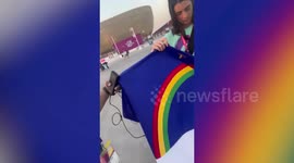 Furious Qatar police seize Brazilian flag that resembles LGBT rainbow symbol (long version)