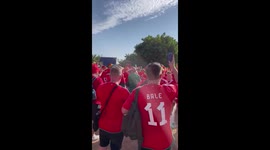 Wales fans singing 'I Love You Baby' before the game today
