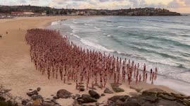 Spencer Tunick nude photo shoot at Bondi Beach, Sydney, Australia