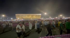 Fans of both Mexico and Argentina arrive at the Lusail Stadium in Doha for their well awaited grudge match.