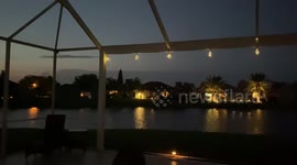 Ghost or unknown entity moves only one hanging light on a Florida pool cage!