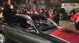 Vehicles of the Albanian occupation of Waterloo during the Albanian Independence celebration in London