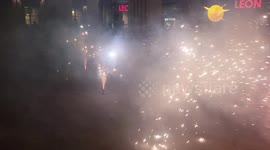 Fireworks set off on the A3200, Waterloo, during Albanian Independence Day