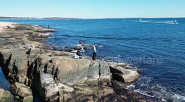 I'm fishing on the rocks