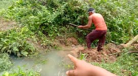 Man falls into a ditch!