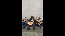 Concert of the string ensemble in the Kyiv metro during the air raid