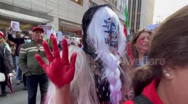 Iranians protest in front of UNICEF headquarters in San Francisco, US