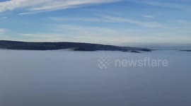 Fog completely covers landscape in Wales
