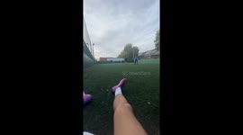 Me and my friends are playing football and he finds something funny