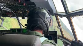 RAF Hercules video flying over the UK cockpit view