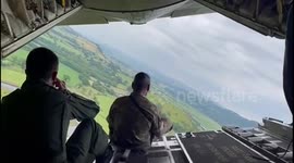 Looking out the back of an RAF Hercules