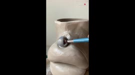 Artist impressively shapes sculpture of ugly, half-alien and half-human woman's face