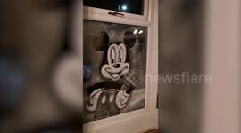 Sculptor earns a fortune over the festive period creating Christmassy window art with snow spray