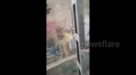 Passenger films situation inside train after crash in Barcelona, Spain