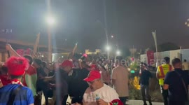 Morocco fans reacting to the winning penalty in Doha, Qatar