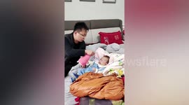 This dad has a special trick to instantly make his baby boy stop crying