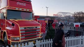 Festive Coca cola Christmas truck in Watford