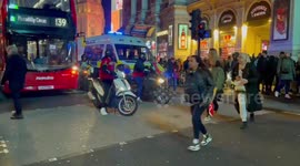 Traffic comes to stopping point at central London as Moroccan fans continue to celebrate football win