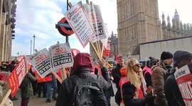 Thousands of striking staff head to Westminster for protest outside parliament over conditions and pay