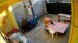 DIY fail! Dosey dad falls after kneeling on wooden board while sawing it in half