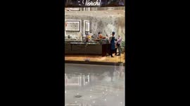 Rat walking on a store barricade and scared the customers!