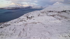 Drone camera captures fresh snow on the scenic Isle of Skye