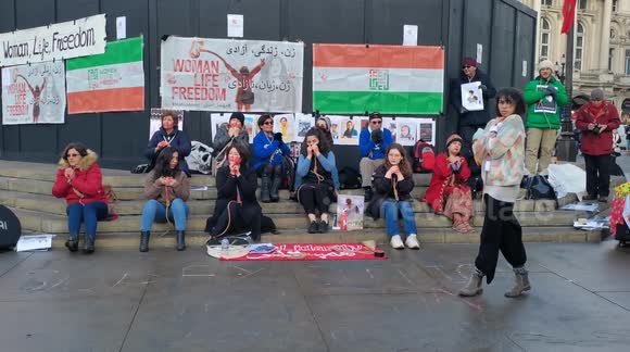 Iranian women protest dance revolution 'Women Life Freedom'  London, UK