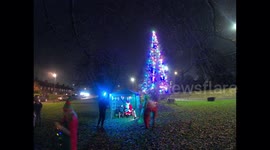 Timelapse camera captures families visiting a Santa's Grotto in Yorkshire
