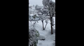 Morning snowy scenery in Kita Ward, Niigata City