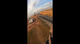 'Flying Thief': Guy steals a cone while flying paramotor!