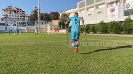 Palestinian amputee players play final of local football championship