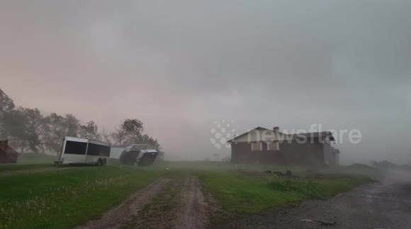 Intense derecho wind storm flips camper in Canada