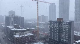 Seattle Snow Storm 4K - Space Needle Downtown Winter Blizzard (2 of 2)