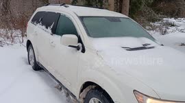 Freezing rain as winter storms continue in Surrey, Canada