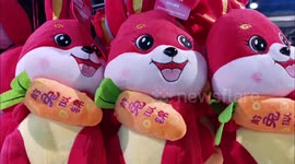 Year of The Rabbit Mascots On Sale in Supermarkets In Yichang, China