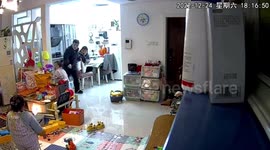 Toddler promptly shouts 'fire!' as blaze breaks out on carpet