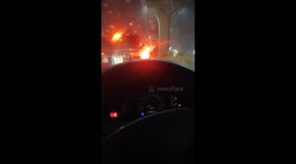 Car back lights in night