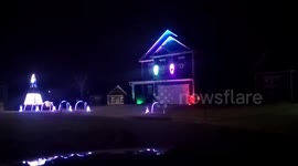 House charmingly decorated for Christmas in Canton, GA, USA
