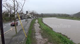 Camel Estuary about to bust its banks as the river looks so swolen at wadebridge