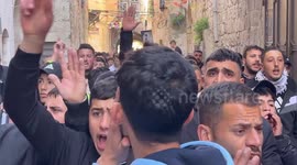 Mourners carry the body of Palestinian Ammar Mufleh, who was shot killed by Israeli forces earlier this month, during his funeral in the West Bank city of Nablus