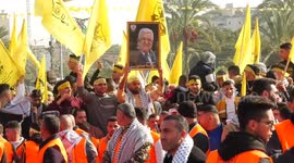 Fatah supporters in Hamas-controlled Gaza take part in huge rally to mark party's 58th anniversary