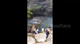 Heroic man risks life to save 4-year-old that slipped into waterfall in southern India