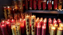 Candles Burn At The Three Gorges Ancient Buddhist Temple in Yichang, China