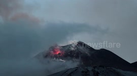 Eruption and pyroclastic flux on Etna volcano