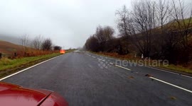 Challenging driving up Dunmail Raise after storm Desmond