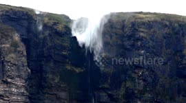 Waterfall flows upwards in remarkable natural phenomenon