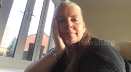 Lazy pug rests on owner's back