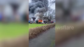 Dramatic footage capture bus engulfed in flames in Hale, Greater Manchester, during morning rush hour