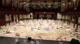 Sydney Town Hall transformed into sandy beach for climate change show